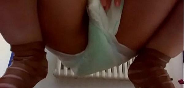  In the garden your slutty stepmother shows you her dirty feet and her big dirty diaper